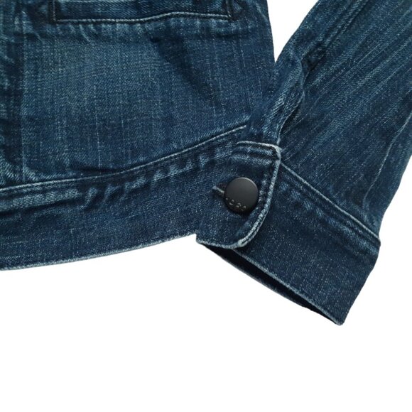 Gap Jacket Girls Medium Blue Kids 1969 Button Up Denim Pockets Dark Wash Stretch - Picture 9 of 15